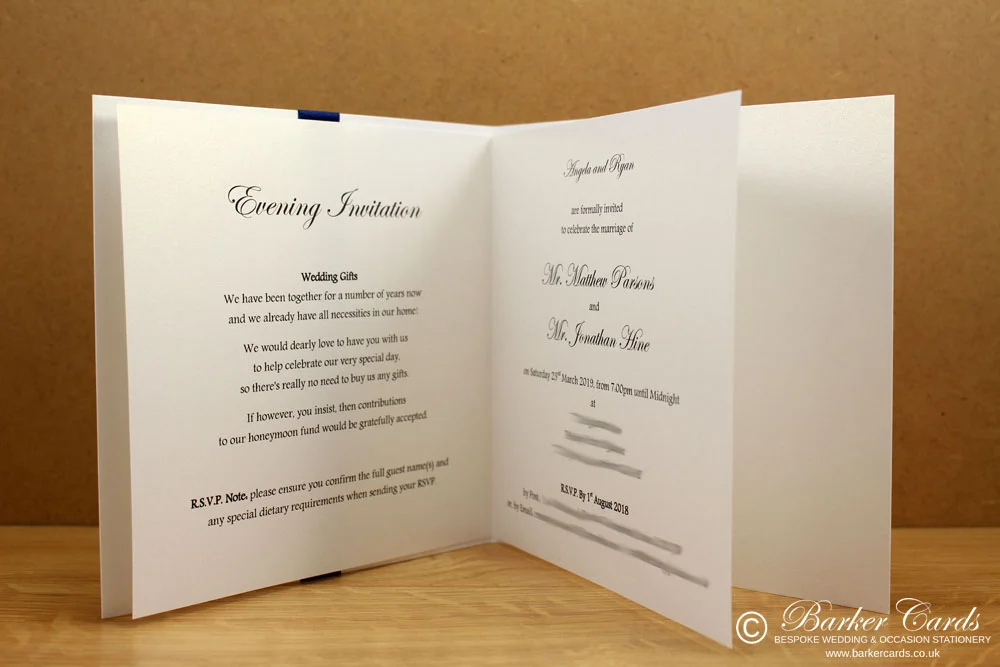 An example of our classic wedding invitation insert